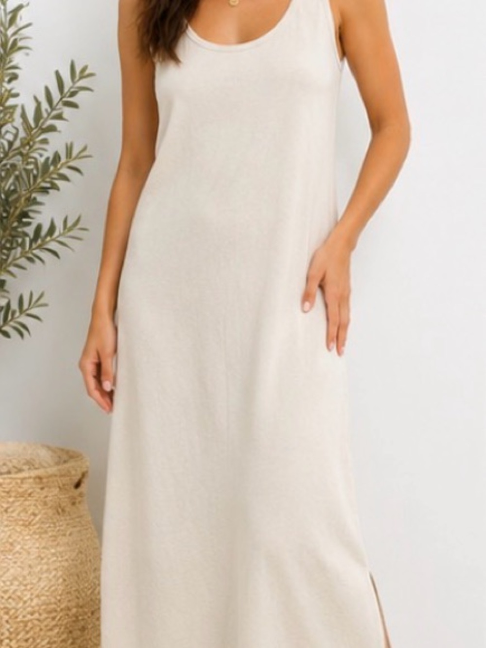 NWT Filosofia 100% Cotton Cream Midi Tank Dress XS Minimalist